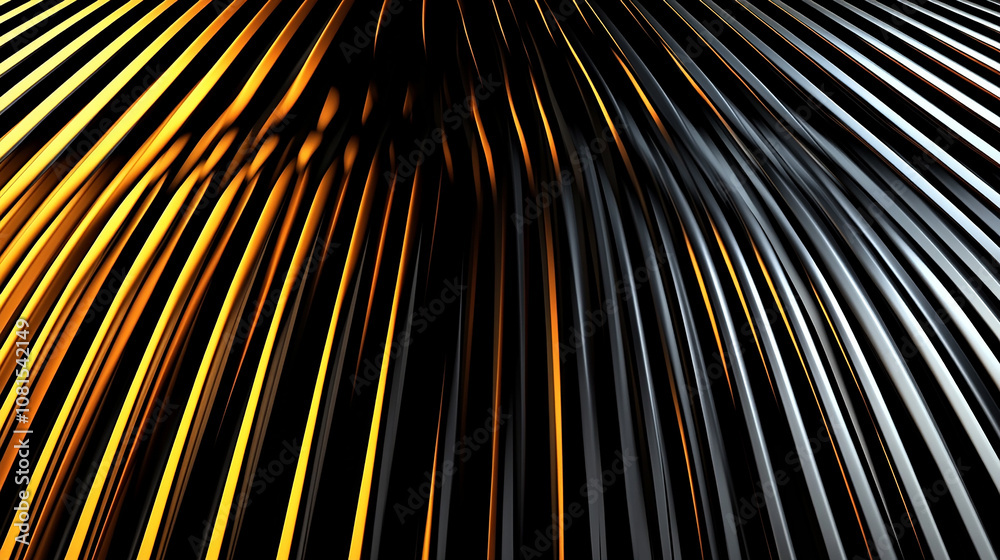 Obraz premium Abstract background with gold and silver lines flowing in a radial pattern.