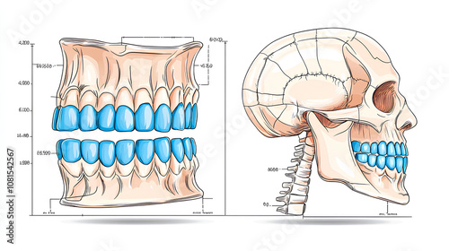 Wallpaper Mural Human Skull with Teeth Anatomy Diagram Illustration Torontodigital.ca