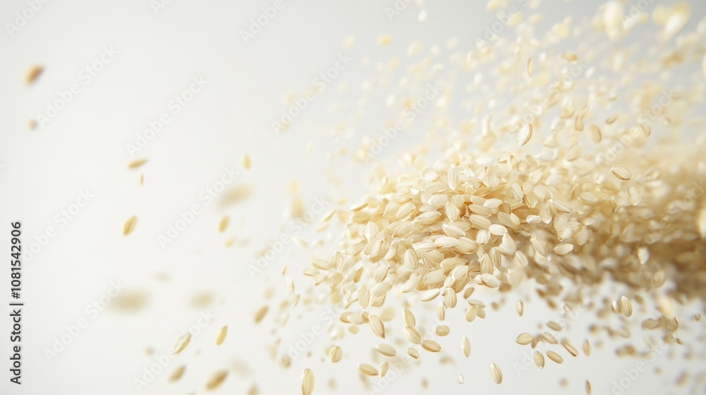 The image of rice grains changing from solid to light is stunningly beautiful, as if changing dimensions. The image of rice grains changing from solid to light is stunningly beautiful, as if changing dimensions.