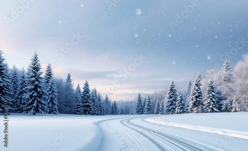 Photorealistic of a winter christmas scene landscape for a banner or wallpaper christmas backdrop professional studio photography Photorealistic style 