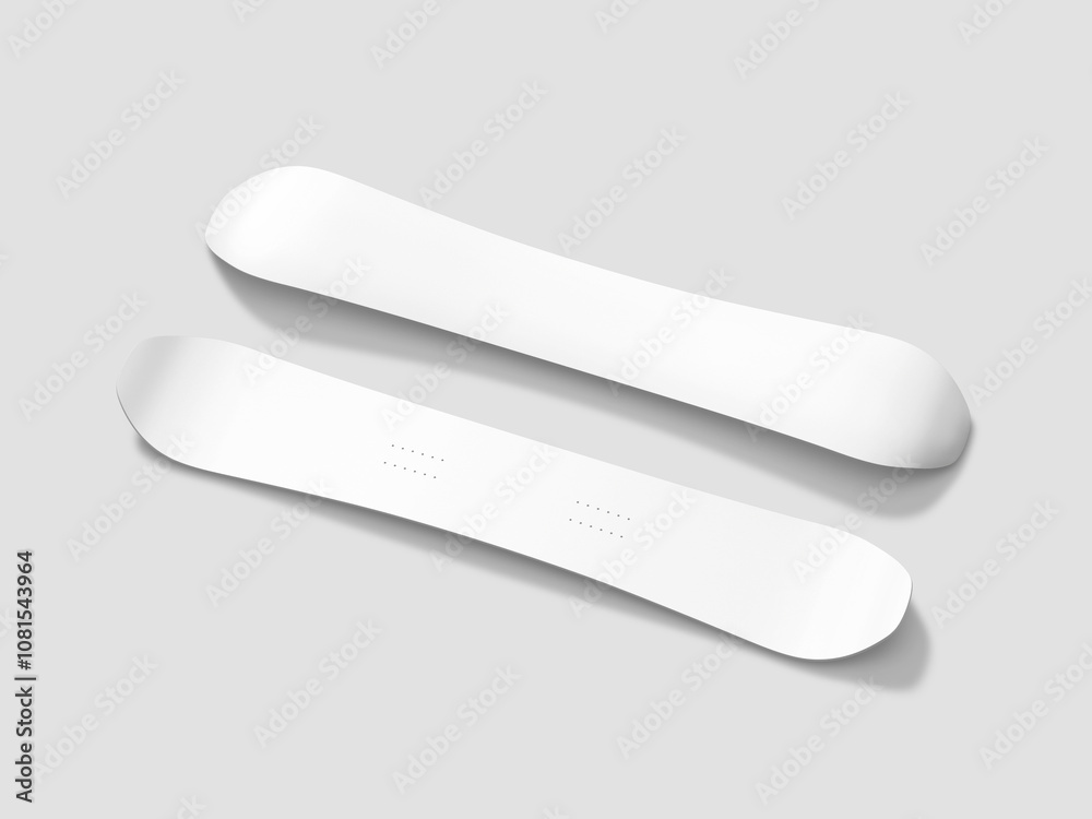 Two White Snowboards Mockup 3D Rendering Two White Snowboards Mockup 3D Rendering
