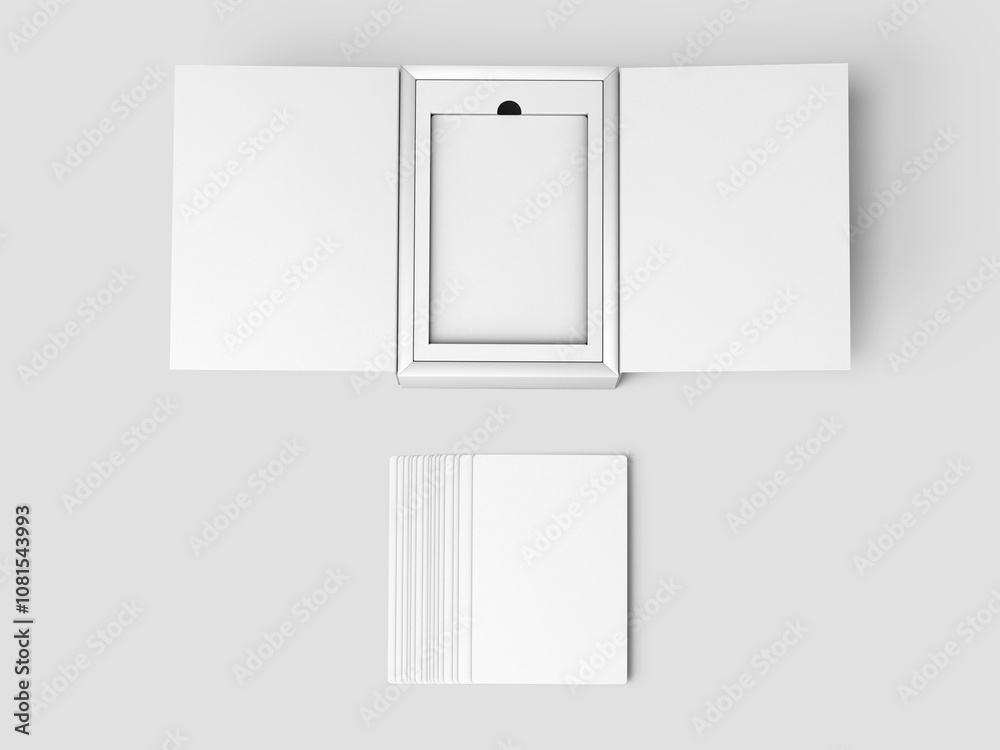 White Tarot Card Pack with Open Box Display Mockup 3D Render White Tarot Card Pack with Open Box Display Mockup 3D Render