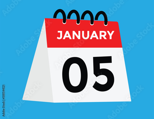 January 5 Calendar Day or Calender Date for Deadlines or Appointment. calendar date icon on white background.
