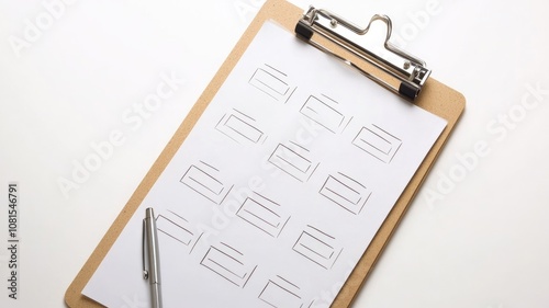 Wallpaper Mural Clipboard holding paper with identical abstract sketches and pen Torontodigital.ca