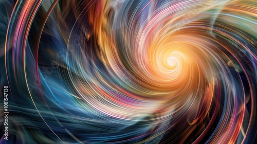 An abstract swirl of colors and patterns blending seamlessly into a central bright spot, Representing the integration of diverse perspectives into a unified vision, minimalist style