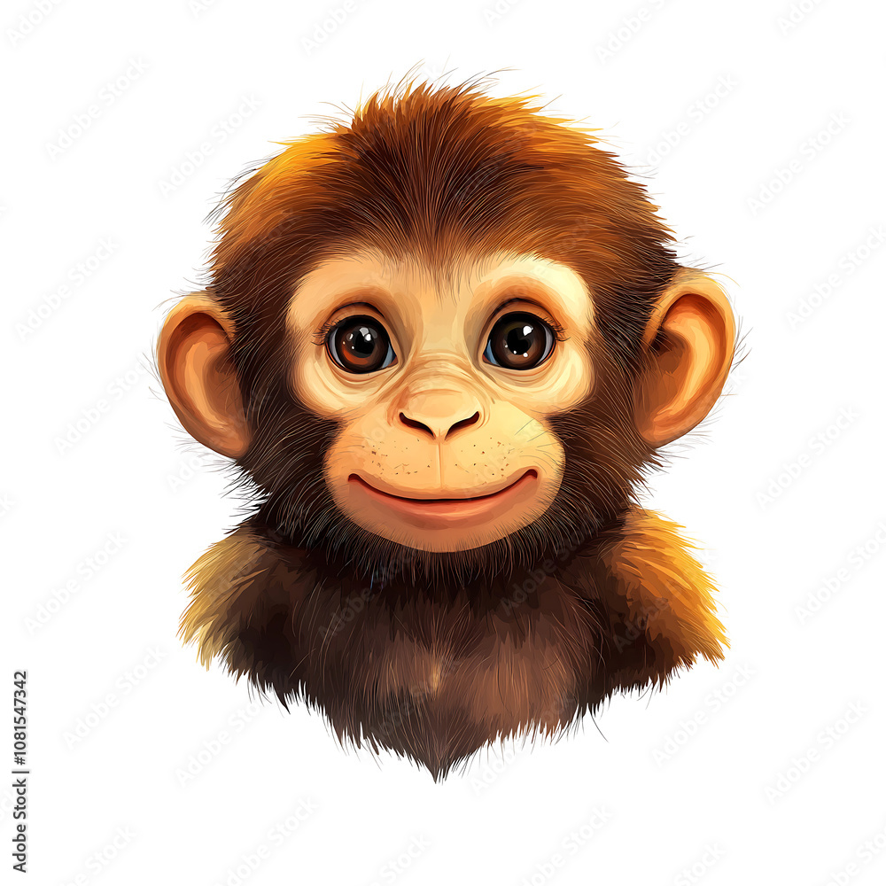 Fototapeta premium Monkey illustration A cute cartoon style monkey face Perfect for a child s nursery or a playful whimsical design