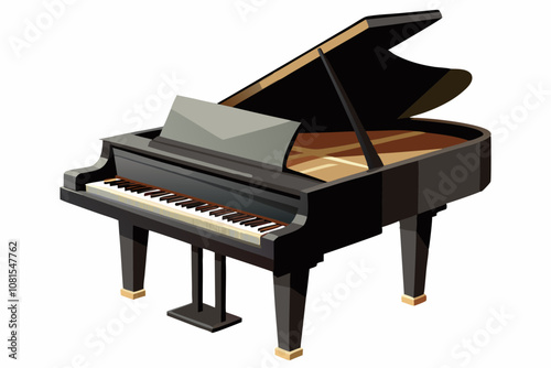 The musical instrument is a black piano