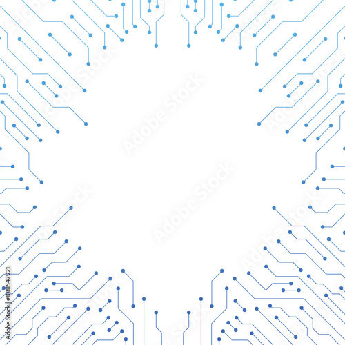 Circuit Board Electronics Digital Technology Banner Blue. Central Computer Processors CPU Concept. Motherboard Digital Chip.