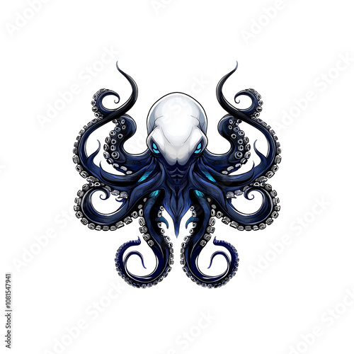 Octopus illustration A detailed octopus with a menacing expression perfect for a tattoo design or a dark and mysterious themed decoration photo