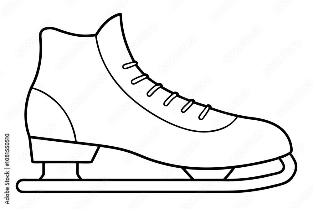 Ice Skating Vector Icon, Skate Shoe Line Art Vector Ice Skating Vector Icon, Skate Shoe Line Art Vector