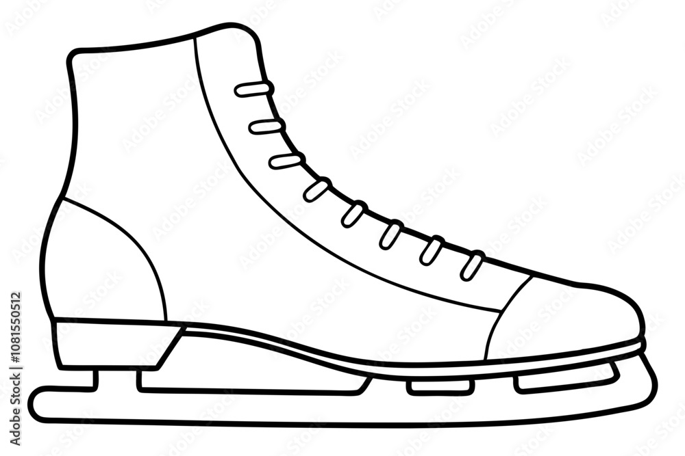Ice Skating Vector Icon, Skate Shoe Line Art Vector Ice Skating Vector Icon, Skate Shoe Line Art Vector
