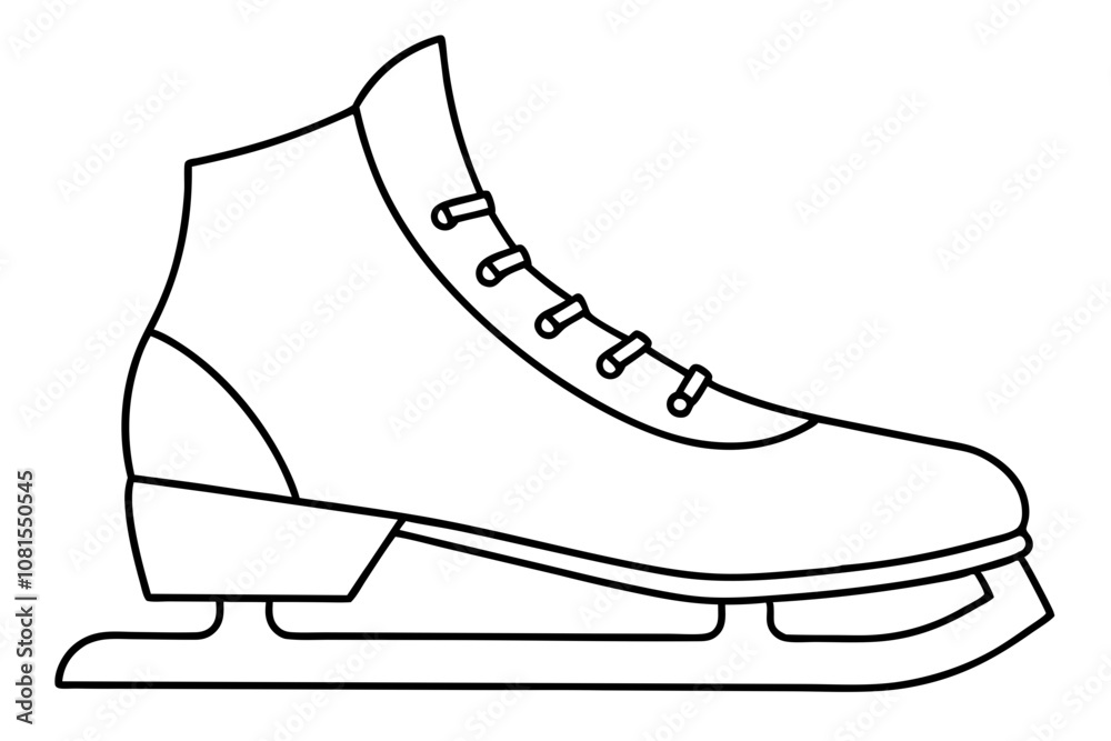 Ice Skating Vector Icon, Skate Shoe Line Art Vector Ice Skating Vector Icon, Skate Shoe Line Art Vector