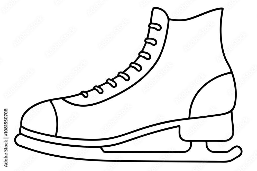 Ice Skating Vector Icon, Skate Shoe Line Art Vector Ice Skating Vector Icon, Skate Shoe Line Art Vector