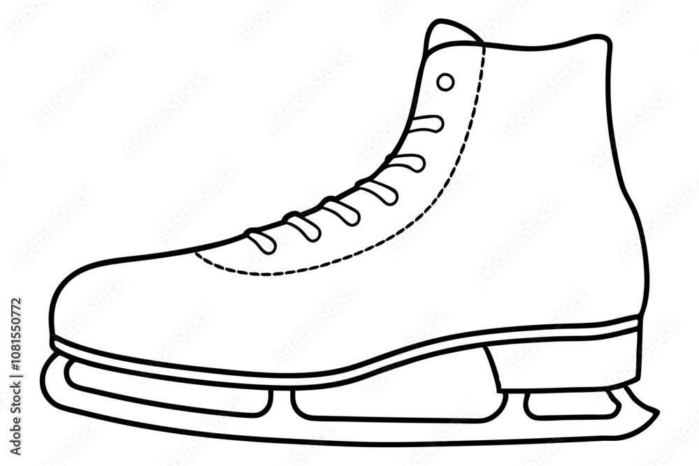 Ice Skating Vector Icon, Skate Shoe Line Art Vector Ice Skating Vector Icon, Skate Shoe Line Art Vector