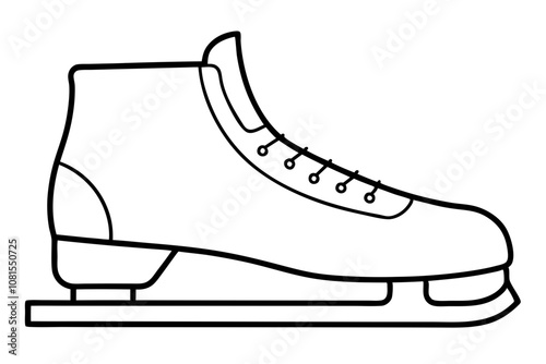 Ice Skating Vector Icon, Skate Shoe Line Art Vector
