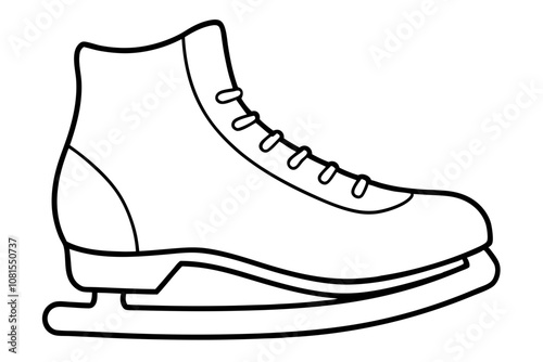 Ice Skating Vector Icon, Skate Shoe Line Art Vector