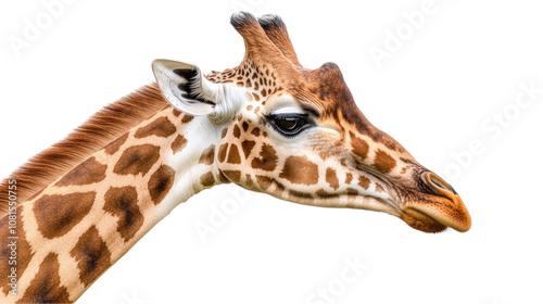 Close-up of a majestic giraffe's head. transparent background photo