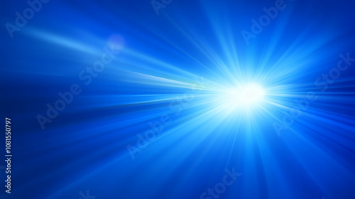 Abstract blue background with a bright white light in the center.