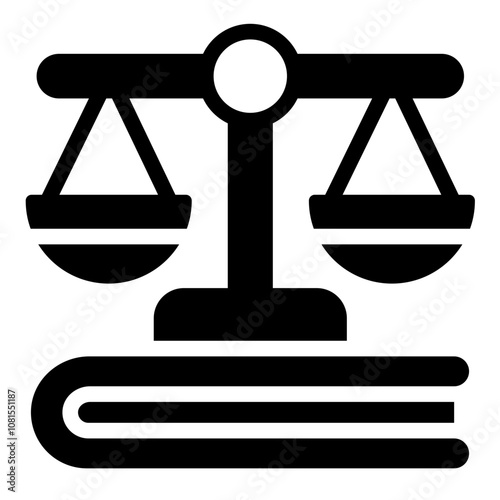 Justice Scale on Book for Law glyph icon