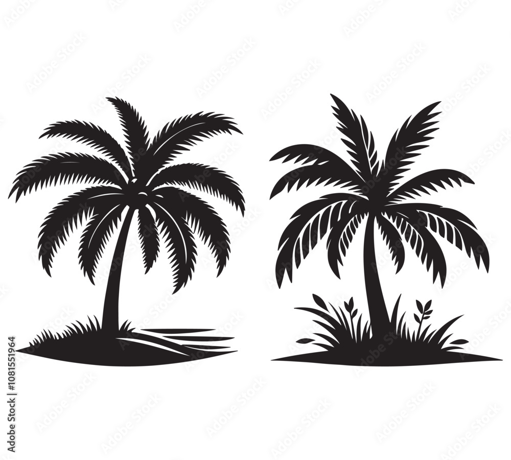 Obraz premium Palm tree silhouette vector illustrations