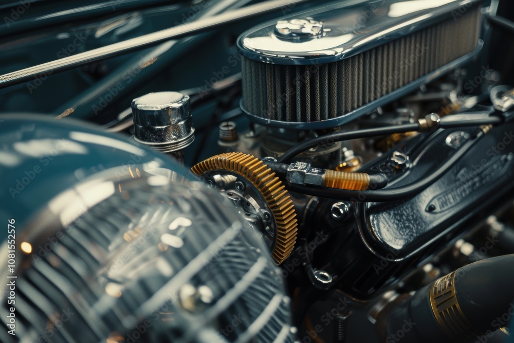 Mechanical Parts in an Industrial Design with Metal and Golden Components Mechanical Parts in an Industrial Design with Metal and Golden Components
