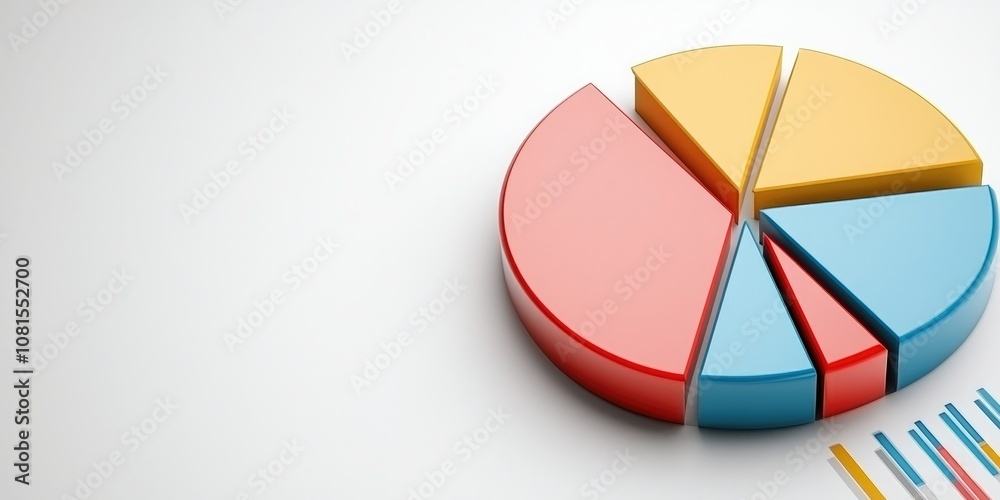 Obraz premium Colorful pie chart representing data analysis and business statistics for effective decision-making.