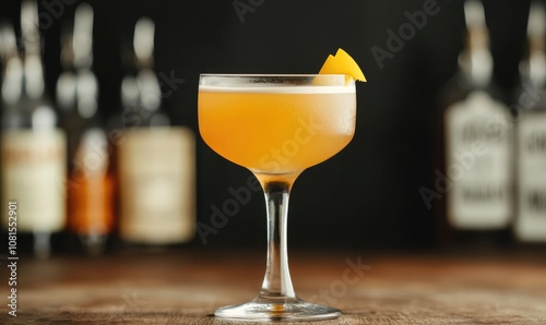 Delicious cocktail beautifully garnished with a citrus slice, perfect for a vibrant nightlife atmosphere.