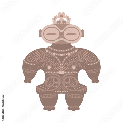 遮光器土偶。フラットなベクターイラスト。
Clay figurine with goggles. Flat vector illustration.