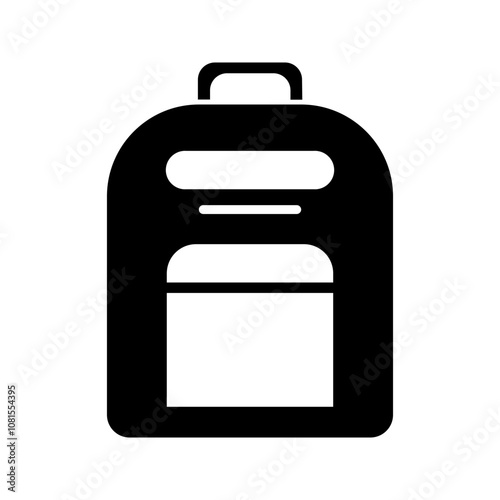 Backpack icon. Simple solid style. Bag, school, back, pack, schoolbag, knapsack, student concept. Black silhouette, glyph symbol. Vector illustration isolated.