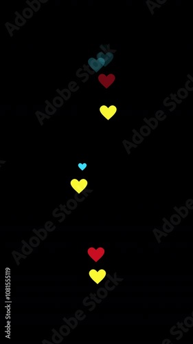 Hearts Multi Colored Floating Up, Likes, favorite social media