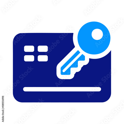 Credit card with key silhouette vector icon design