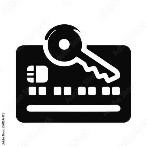 Credit card with key silhouette vector icon design