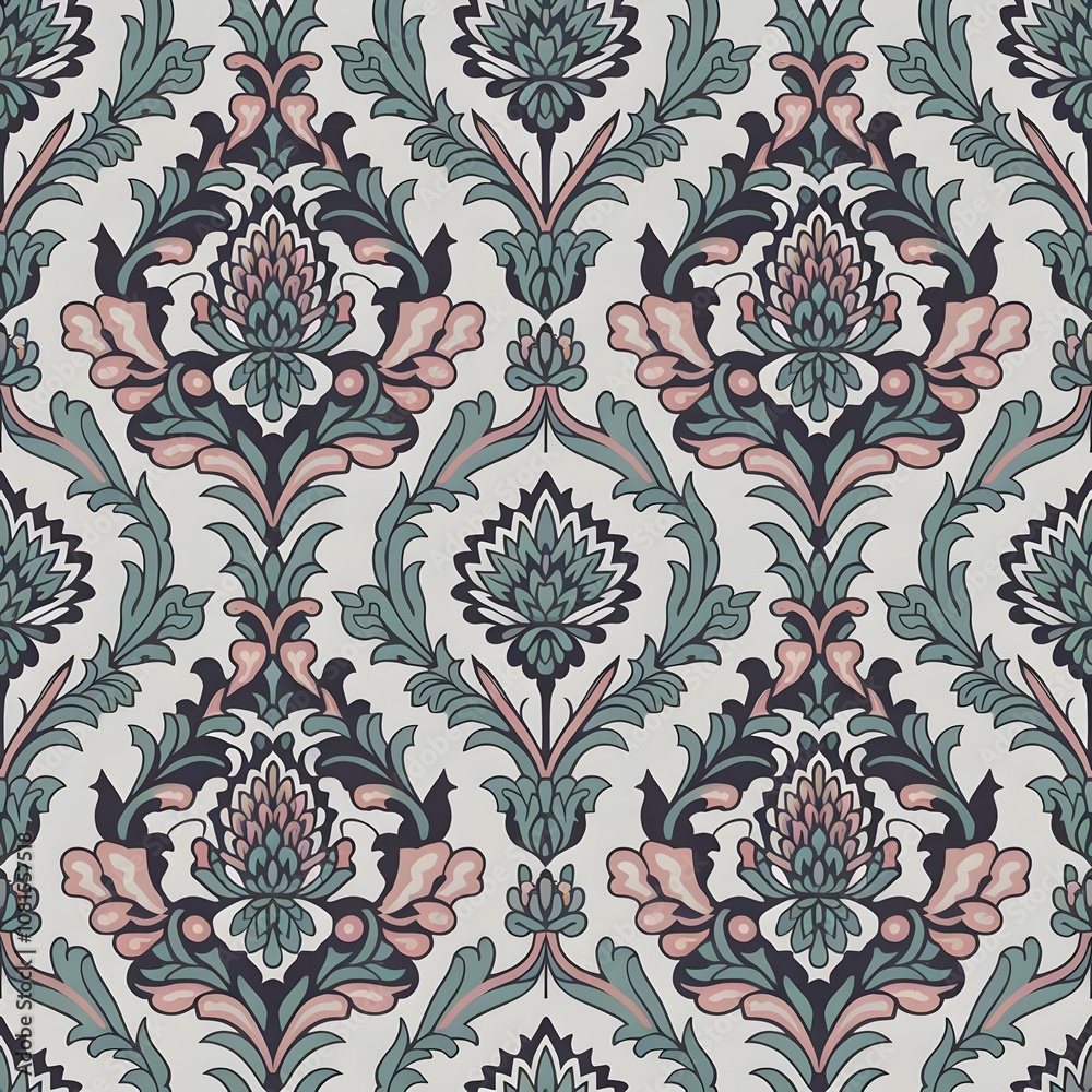 Pastel Hues Floral Damask Wallpaper Pattern for Elegant Interiors Pastel Hues Floral Damask Wallpaper Pattern for Elegant Interiors