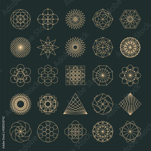 Set of sacred geometry vector design elements. Alchemy, religion, philosophy, spirituality, hipster symbols and elements