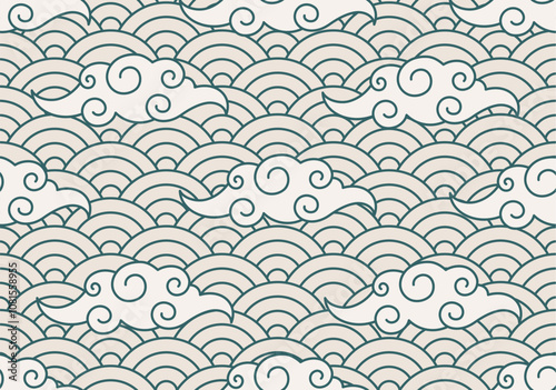 Horizontal Japanese Seamless Vintage Pattern