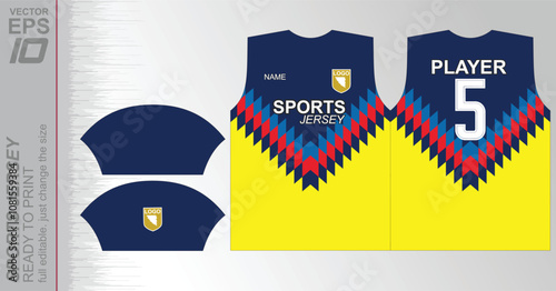 Print-ready jersey pattern, easily resizable to fit any sport. Ideal for football, basketball, running, and more, with a dynamic design suited for versatile athletic use.