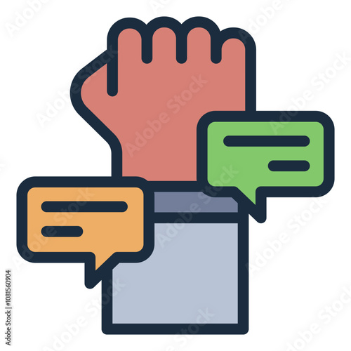 Hand fist for Freedom of Speech filled line icon