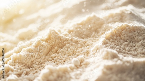 Close-up of powdery substance with varying textures, resembling flour or fine sand