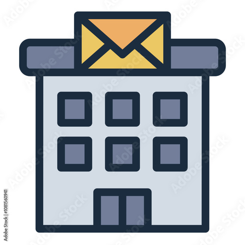 Post Office building filled line icon