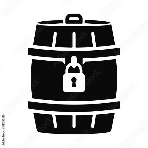 Silhouette barrel with lock vector icon design