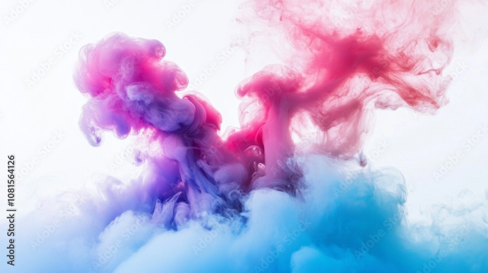 Fototapeta premium Colorful Ink Cloud in Water on White Background