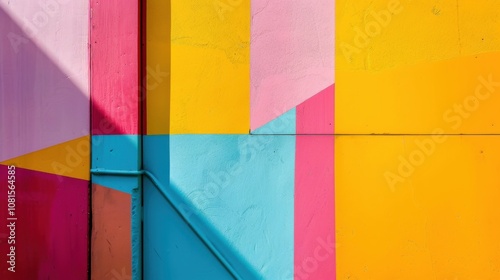 Embracing diversity through abstract shapes in vibrant hues, symbolizing unity and harmony, photography style photo