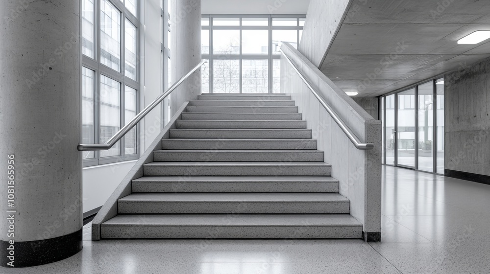 Fototapeta premium A Modern Brutalist Interior Featuring Raw Elements and Realistic Design, Capturing the Essence of Minimalist Architecture with Natural Lighting and Concrete Details