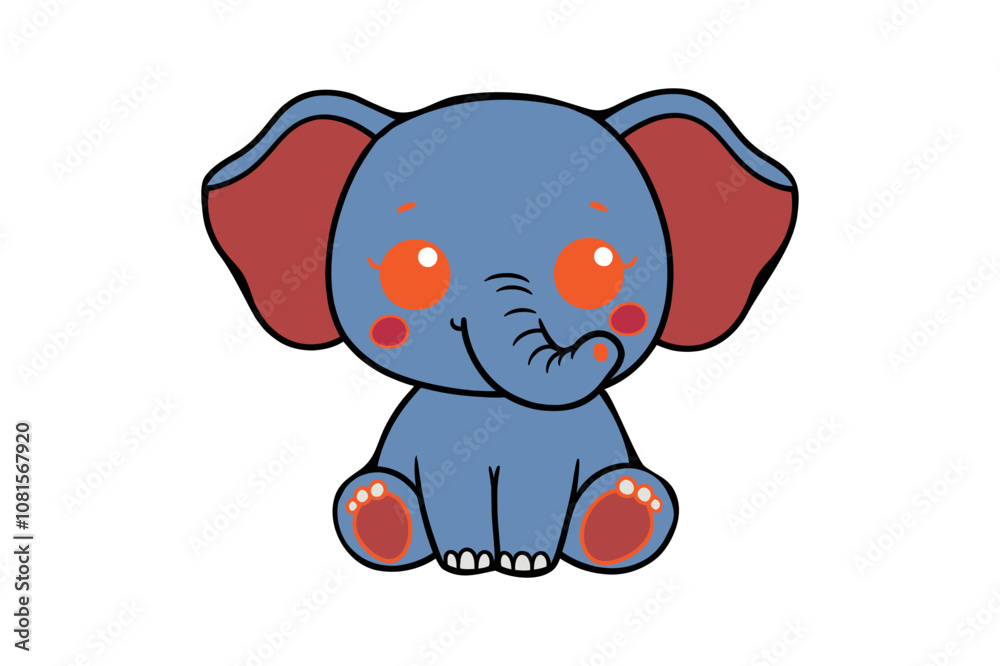 Fototapeta premium cute elephant cartoon silhouette vector illustration isolated on white background kids books coloring pages line art.