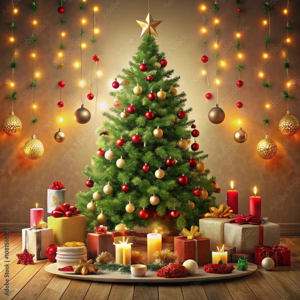 a christmas tree with a star on the top of it a christmas tree with a star on the top of it
