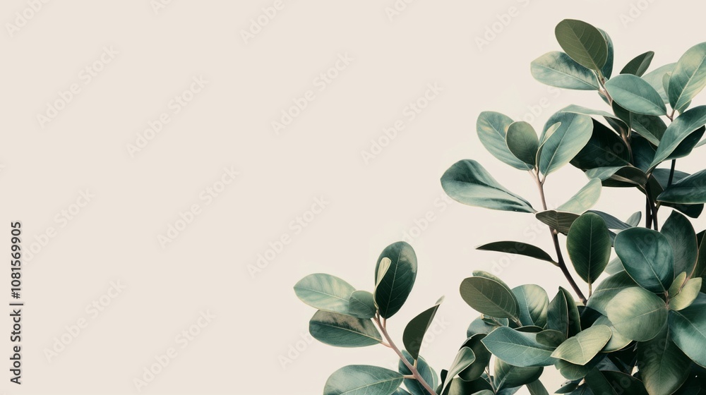 A flat lay arrangement of tropical leaves on a white background. A flat lay arrangement of tropical leaves on a white background.