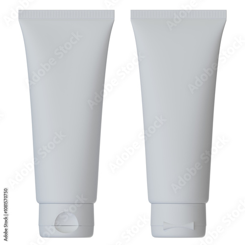 Plain white tube displayed front and back, ideal for cosmetic mockups