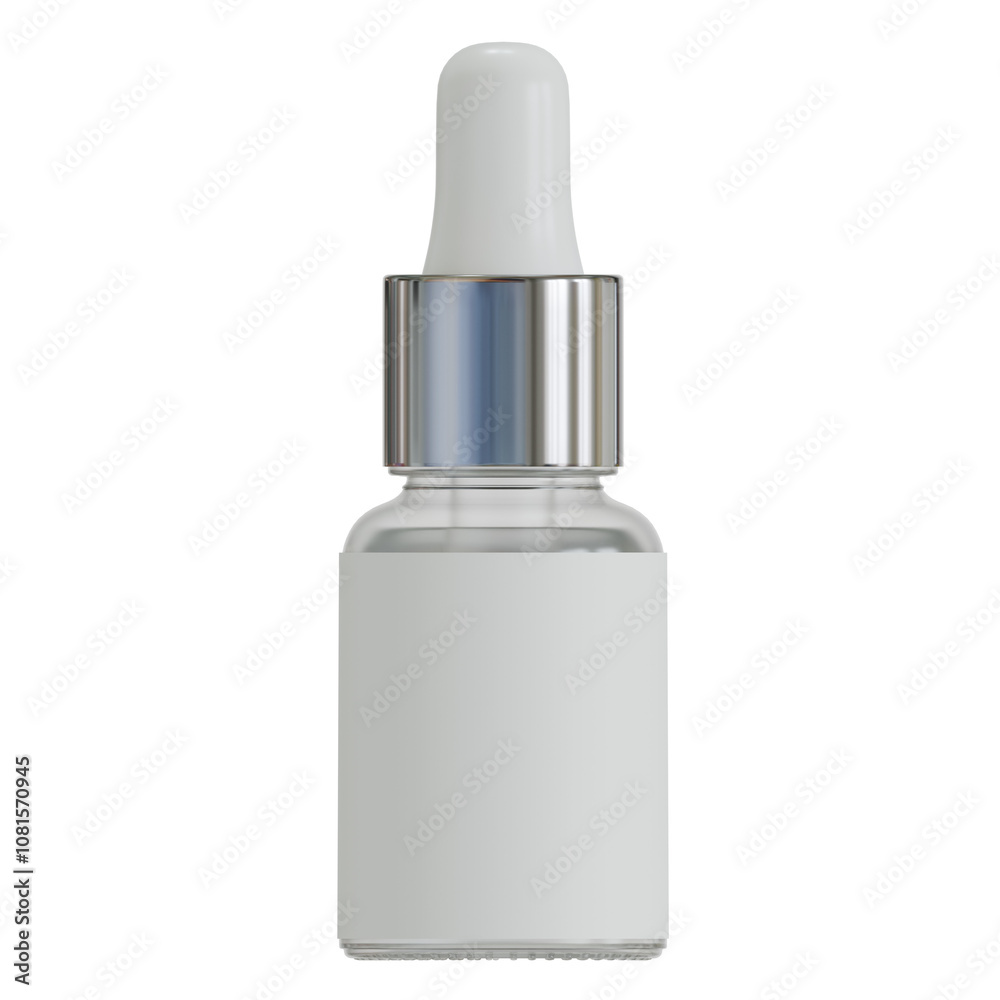 Clear Bottle with Pipette Dropper and Empty White Lable for Product Mockup Clear Bottle with Pipette Dropper and Empty White Lable for Product Mockup