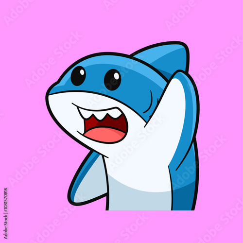 Friendly Waving Shark Cartoon Illustration