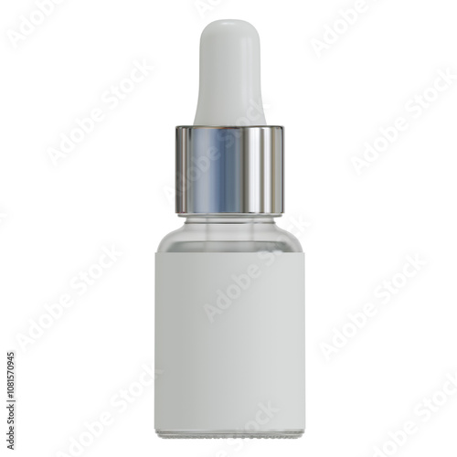 Clear Bottle with Pipette Dropper and Empty White Lable for Product Mockup